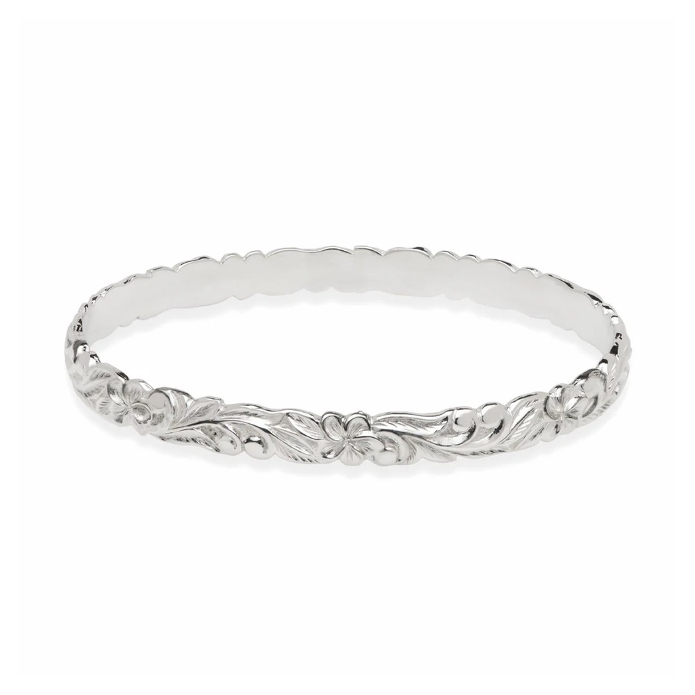 MAUI DIVERS Hawaiian Heirloom Plumeria Bracelet in Sterling Silver - 6mm